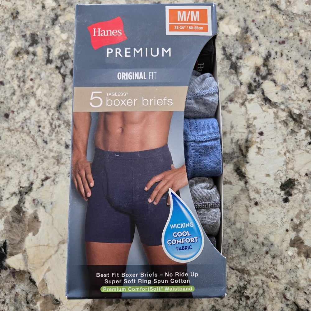 Hanes Boxer Briefs Blue and Gray Moisture-Wicking Comfort